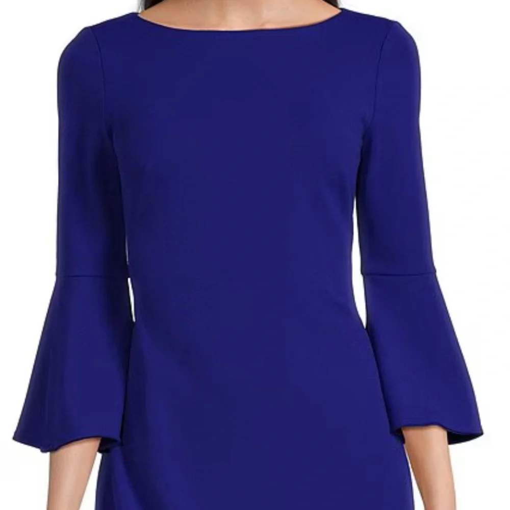 NWT Calvin Klein 3/4 Bell Sleeve Boat Neck Sheath Dress - Picture 3 of 6